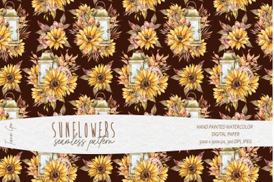 Sunflower seamless pattern&2F; Digital paper-1 JPEG file