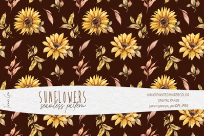 Sunflower seamless pattern/ Digital paper-1 JPEG file