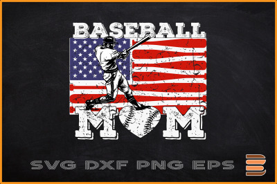 Baseball Mom Funny Sayings American Flag