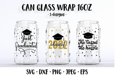 Graduation can glass wrap SVG. Funny graduate glass can