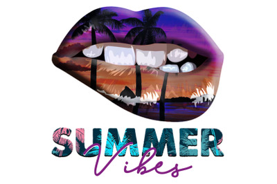 Summer Vibes Sexy Lip PNG Design