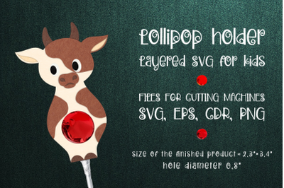 Cow Lollipop Holder Template SVG
