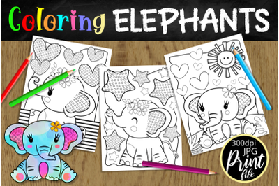 Baby Elephants - Kids Coloring Pages