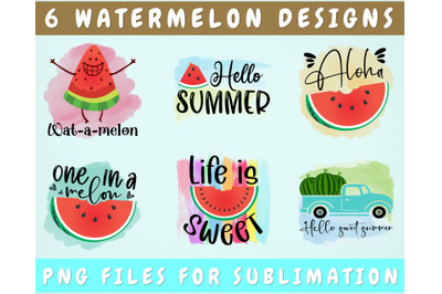 Watermelon Sublimation Designs Bundle, 6 Watermelon PNG Funny