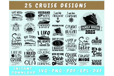 Cruise Quotes SVG Bundle, 25 Designs, Cruise Sayings SVG, Cruise 2023