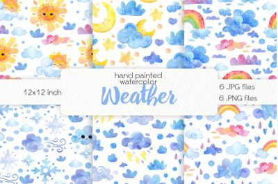 Watercolor Weather Seamless Pattern