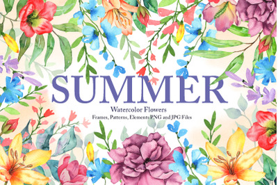 Watercolor Summer Flowers Collection