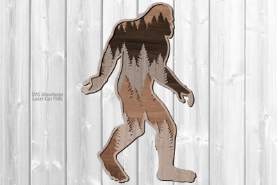 Forest Bigfoot SVG Laser Cut Files | Layered Sasquatch SVG Glowforge