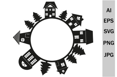 Round frame of svg Houses