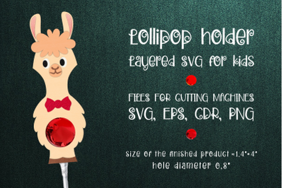 Llama Lollipop Holder Template SVG