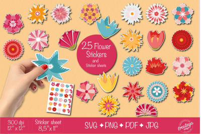 Flower sticker png, Sticker bundle SVG, Sticker summer Blossom
