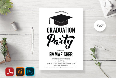 Editable Graduation Party Invitation Template, Grad Party Invite, Graduation Celebration