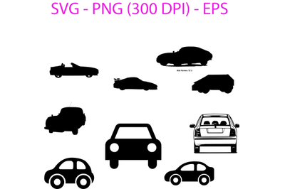 Car Silhouettes in PNG&2C; SVG and EPS