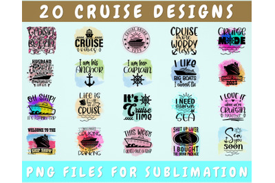 Cruise Sublimation Designs Bundle, 20 Cruise PNG Files For Sublimation