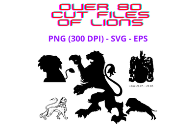 Over 80 Lion Silhouette Cut Files