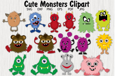 Cute Monsters Vector Clipart, Furry Monsters PNG