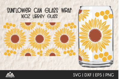 Sun Flowers 16 oz Can Glass Wrap Svg Design