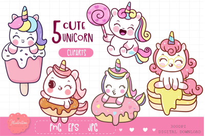 Unicorn clipart Birthday party kawaii