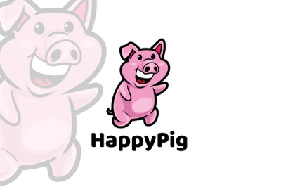 Happy Pig Cartoon Logo