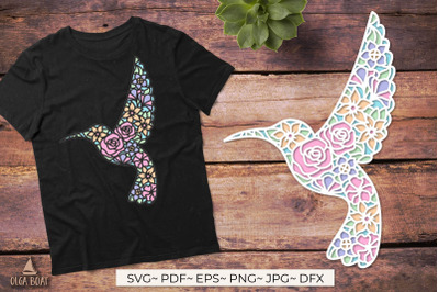 3d hummingbird svg | Bird layered papercut