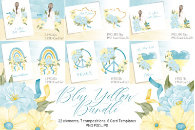 Blue Yellow Clipart Ukraine Card Template Flowers Clipart Summer Clip