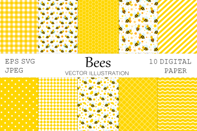 Bees digital paper. Abstract digital paper. Bees background