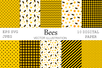 Bees digital paper. Abstract digital paper. Bees background