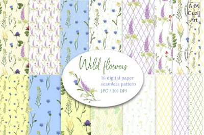 Floral seamless pattern, wild flowers.