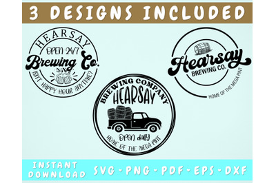 Hearsay Brewing Company SVG, 3 Designs