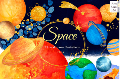 Watercolor Space clipart