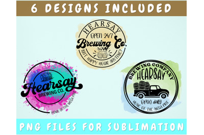 Hearsay Brewing Company Sublimation Designs, 3 PNG Files