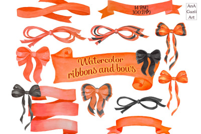 Watercolor ribbons and bows