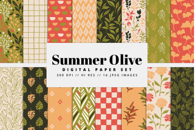 Summer Olive Digital Paper Set