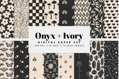 Onyx &amp; Ivory Digital Paper Set