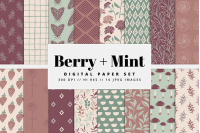 Berry &amp; Mint Digital Paper