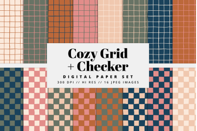 Cozy Grid &amp; Checker Digital Paper