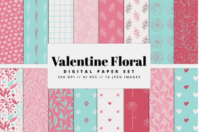 Valentine Floral Digital Paper
