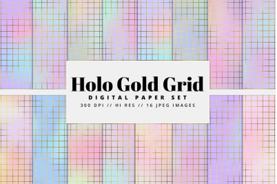 Holo Gold Grid Digital Paper