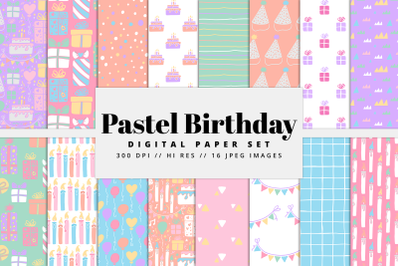 Pastel Birthday Digital Paper