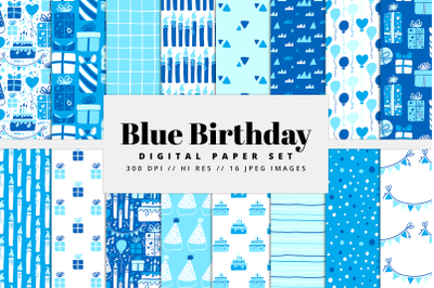 Blue Birthday Digital Paper