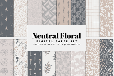 Neutral Floral Digital Paper