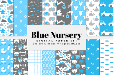 Blue Nursery Digital Paper