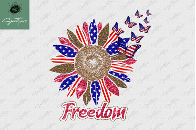 America Freedom Butterfly Sunflower Png