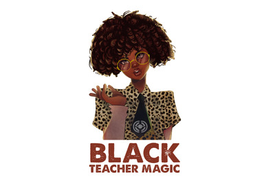 Black Teacher Magic Leopard Shirt Design PNG