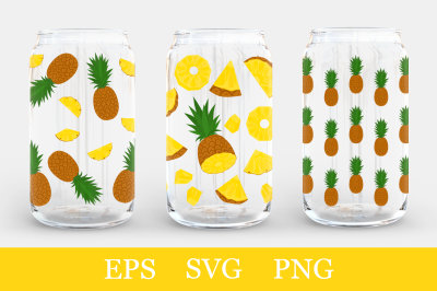 Pineapple Can Glass Wrap. Pineapple Can Glass sublimation