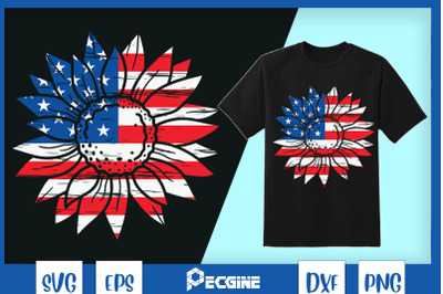 American Flag Sunflower Graphic