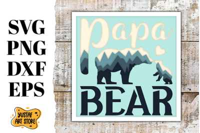 Light/Shadow box Papa Bear 3d layered paper cut