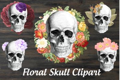 Floral skull clipart