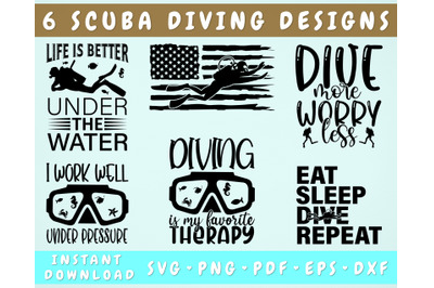 Scuba Diving SVG Bundle, 6 Designs, Scuba Diving Shirt SVG