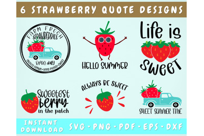 Strawberry Quotes SVG Bundle&2C; 6 Designs&2C; Strawberry Shirt SVG